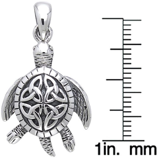 Jewelry Trends Sterling Silver Celtic Turtle Trinity Knot Pendant