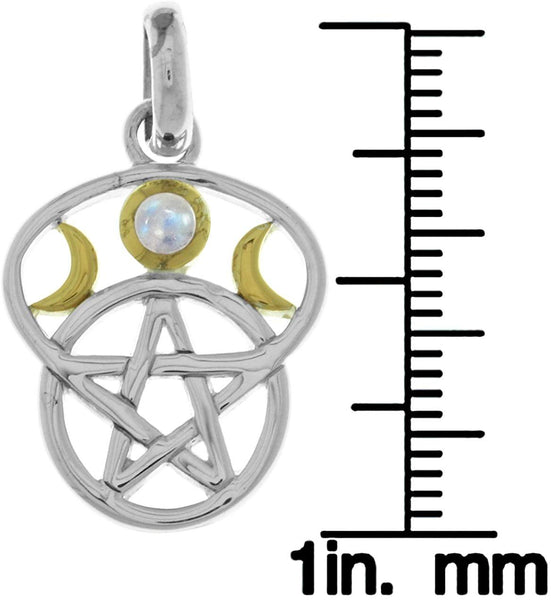 Jewelry Trends Sterling Silver Moon Goddess Pentacle Pendant