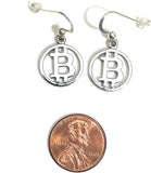 Jewelry Trends Small Bitcoin Silver Dangle Earrings