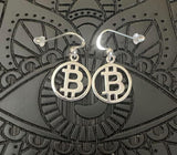 Jewelry Trends Small Bitcoin Silver Dangle Earrings