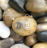 Jewelry Trends Small Bitcoin Silver Dangle Earrings