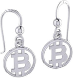 Jewelry Trends Small Bitcoin Silver Dangle Earrings