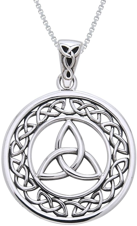 Silver Trinity Knot Pendant – Claddagh Design
