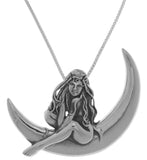 Jewelry Trends Sterling Silver Child of the Moon Fairy Pendant on 18 Inch Box Chain Necklace