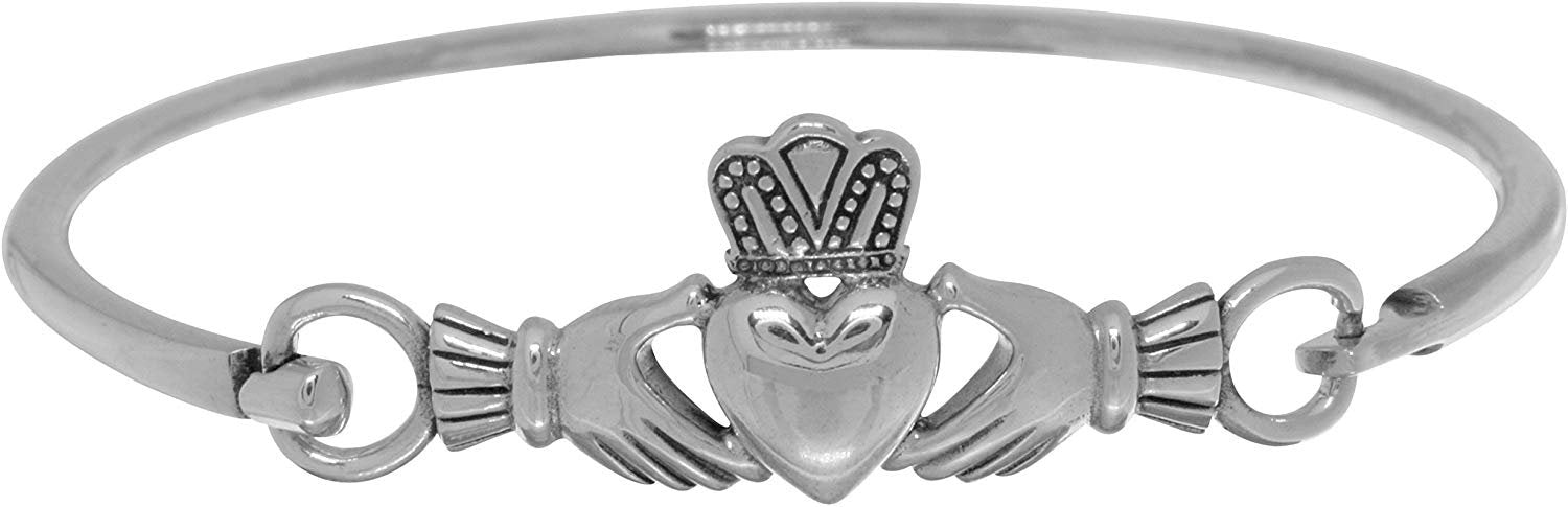 Amazon.com: FashionJunkie4Life Sterling Silver Polished Celtic Knot Bangle  Bracelet with Latch: Clothing, Shoes & Jewelry